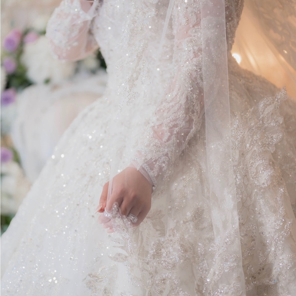 Wedding dress and veil from sena masoud